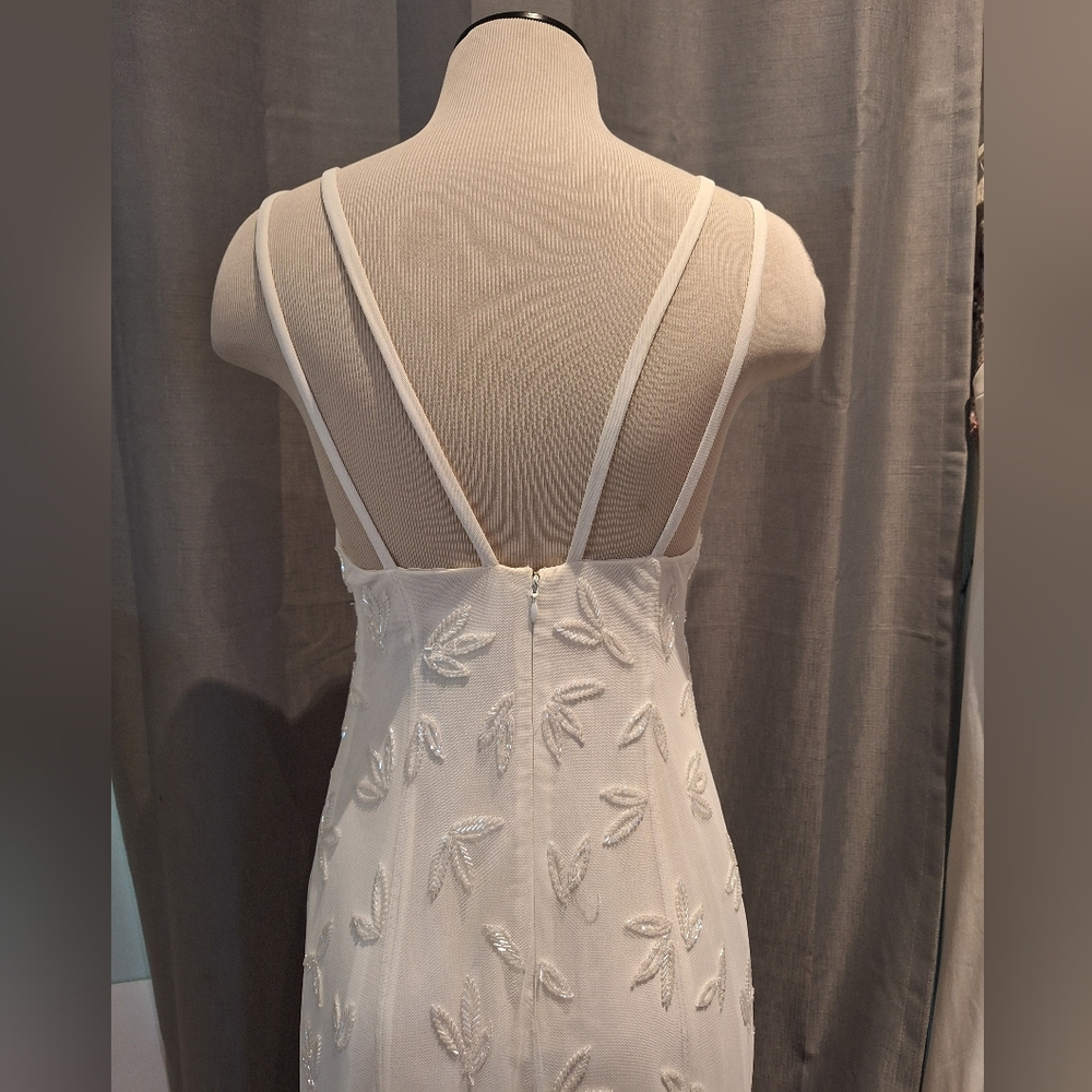 K Lily Ivory White Beaded Maxi Evening Dress Size 8 - Picture 7 of 12